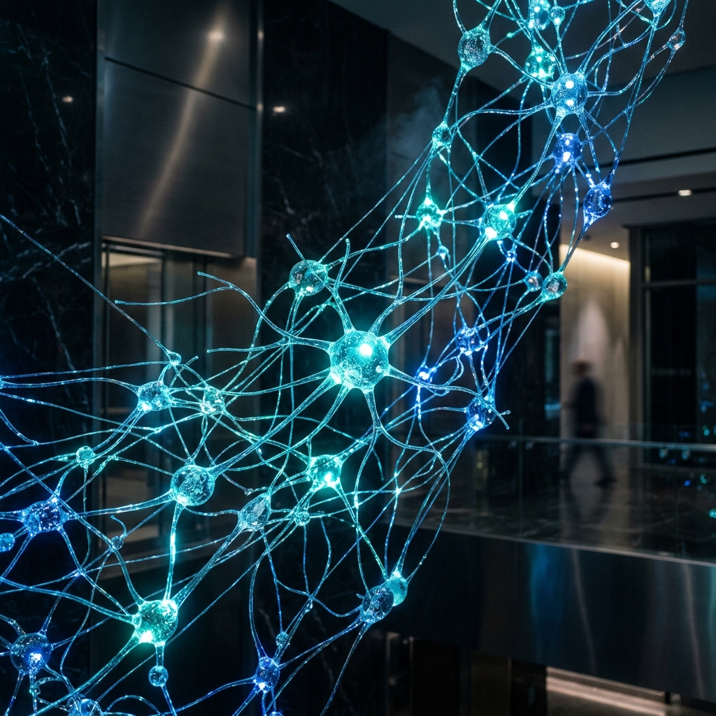 Abstract glowing shield protecting digital intellectual property assets.